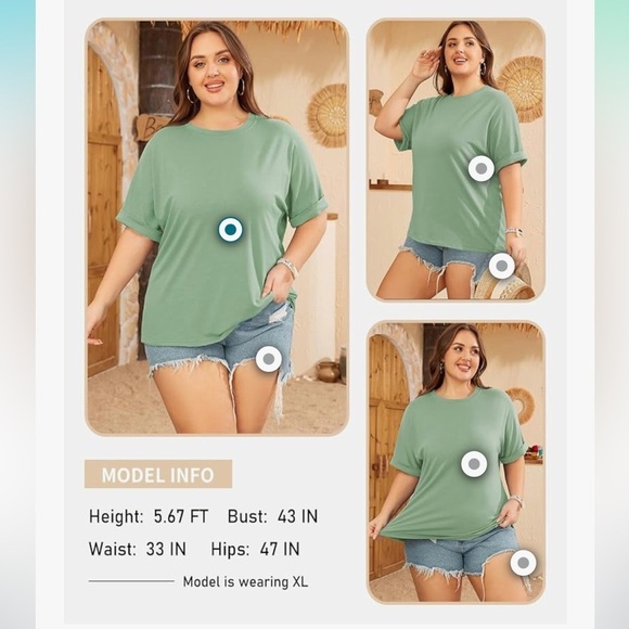 🦋 Mint Green T-Shirt Casual Comfy 1X - Picture 6 of 7